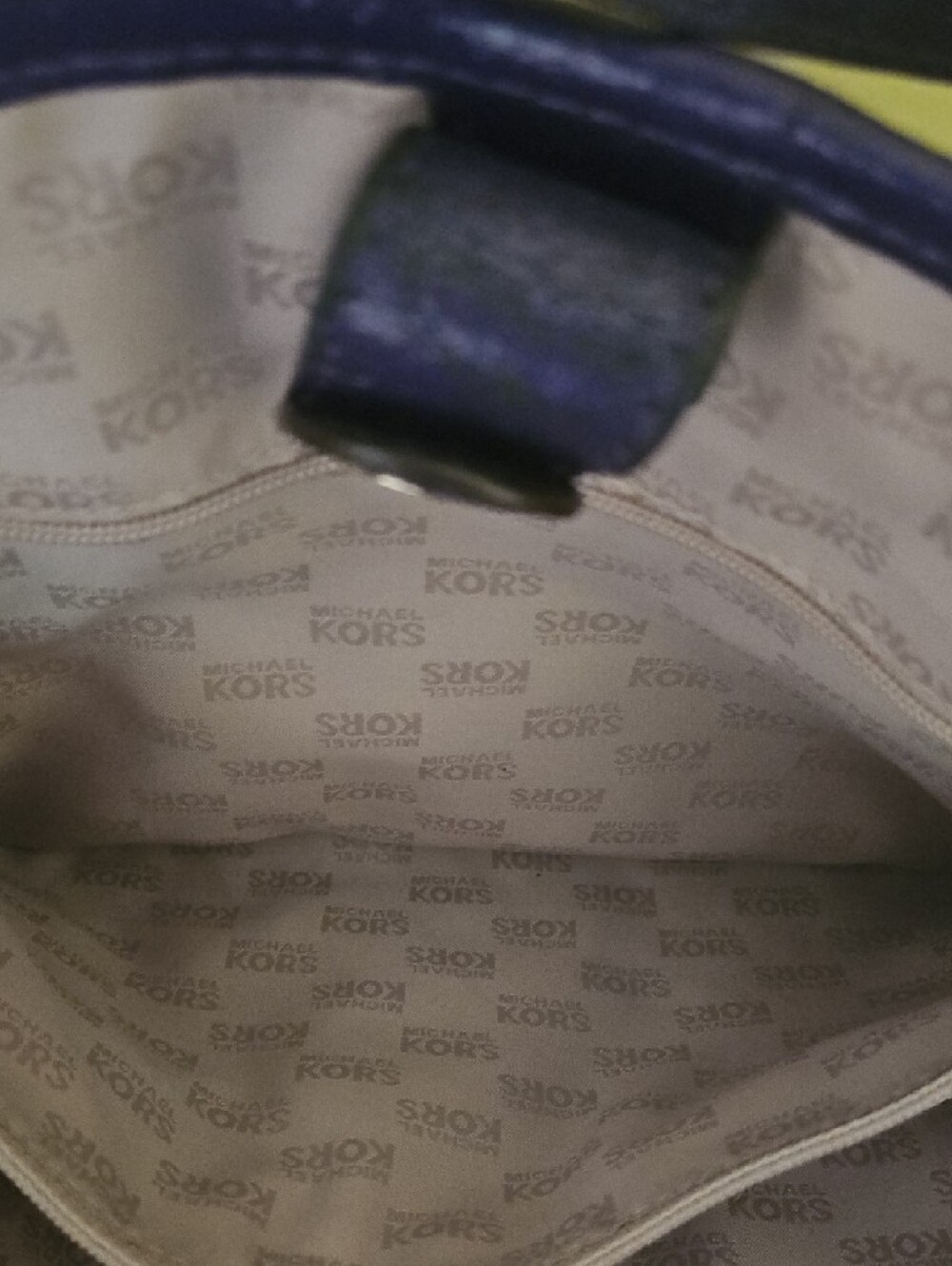 Michael Kors Striped Purple and Cream Tote with Gold-Tone Plaque - Picture 10 of 15